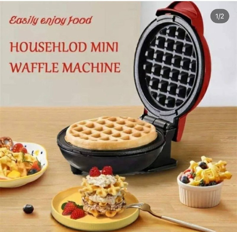 Mini gaufrier électrique rouge compact صانعة الوافل الكهربائية الصغيرة الحمراء المدمجة