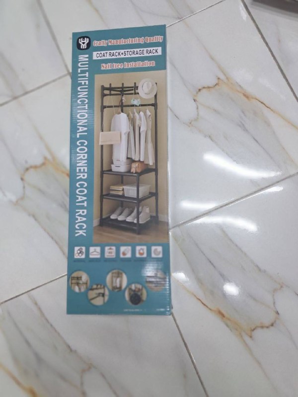Portant à vêtements métallique multifonctionnel avec étagères de rangement pour chaussures et accessoires رف ملابس معدني متعدد الوظائف مزود بأرفف تخزين للأحذية والإكسسوارات