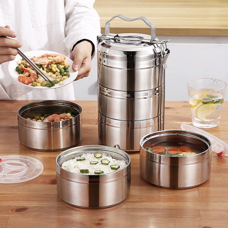 Boîtes à lunch isothermes empilables en acier inoxydable Lunch box صناديق غداء قابلة للتكديس معزولة من الفولاذ المقاوم للصدأ