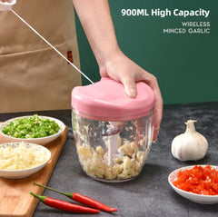 900ml High Capacity wireless minced Garlic مطحنة ثوم مفروم لاسلكية عالية السعة 900 مل
