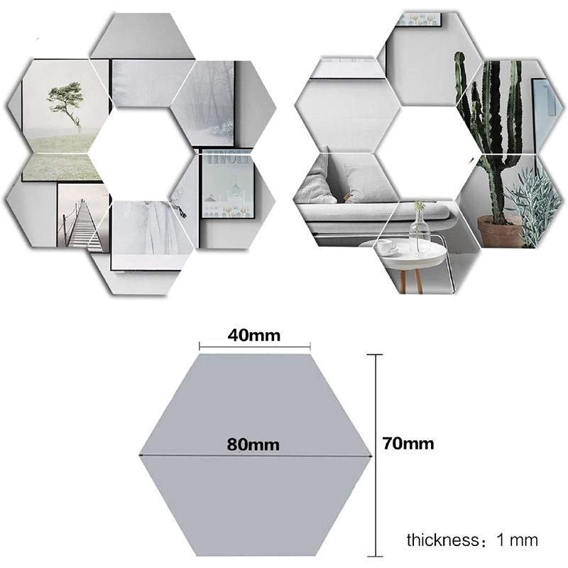 Miroirs autocollants en acrylique argenté 6PCS