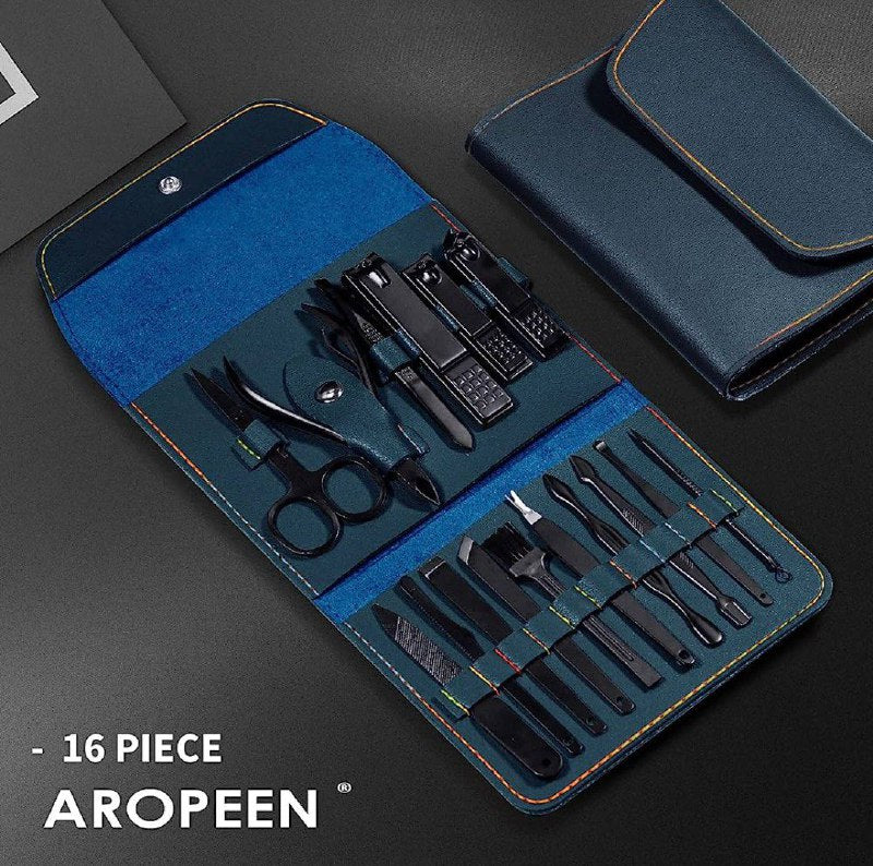 محفظة أدوات العناية بالأظافر، مجموعة قص الأظافر من 16 قطعة Outils de soin des ongles Ensemble de coupe-ongles 16 pièces