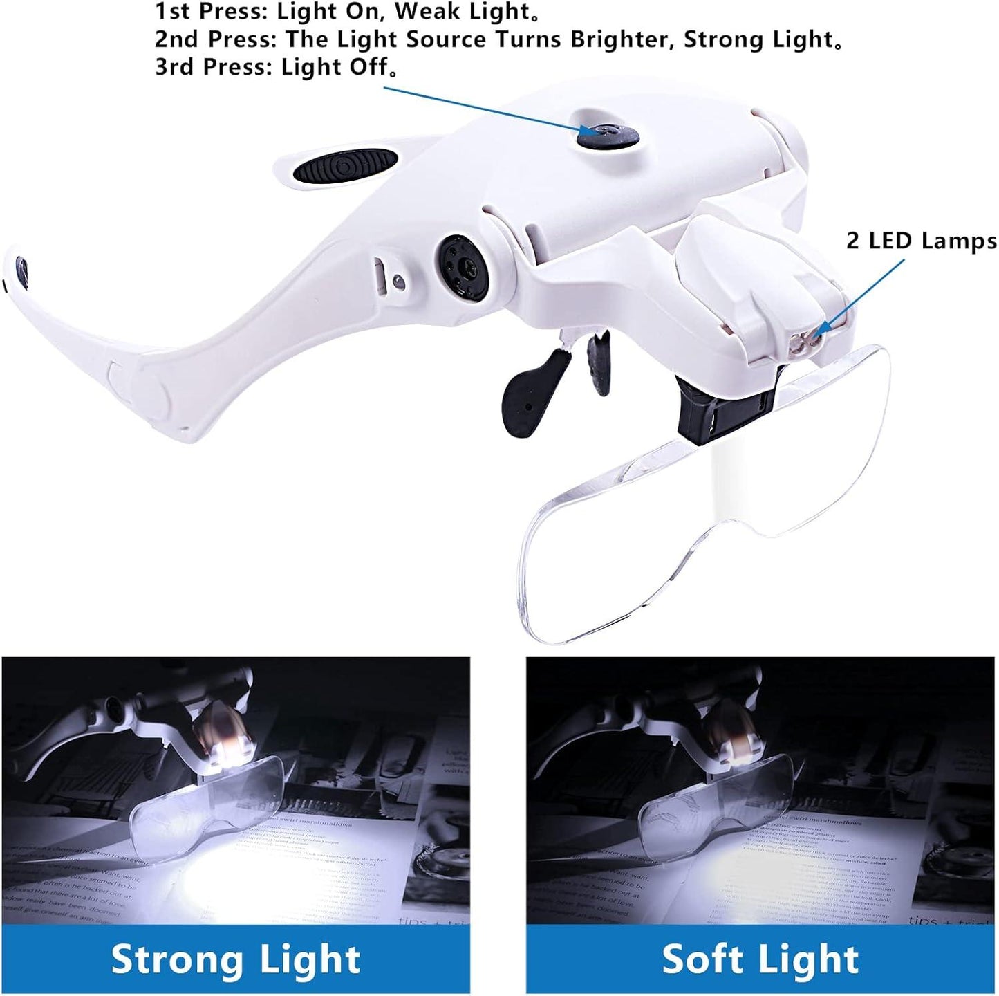 نظارات مكبرة بإضاءة مع شحن USB HAND FREE MAGNI