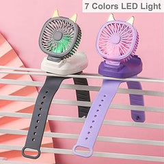 مروحة معصم محمولة باليد، شحن USB 7 مصابيح LED 3