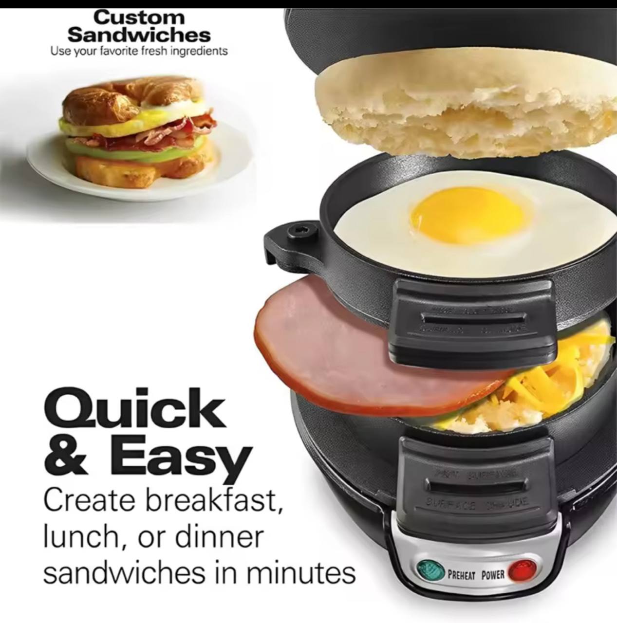 صانعة الساندويتشات، شواية الساندويتشات Appareils À Sandwiches, Grill Sandwich Hamburger