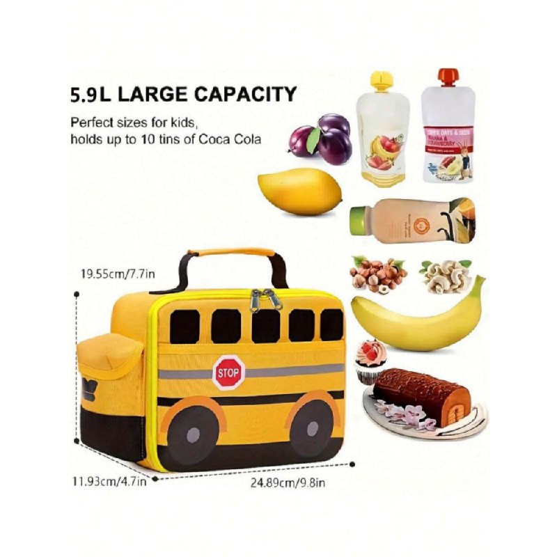 Sac à déjeuner isotherme, design d'autobus scolaire