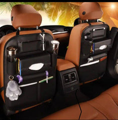 Sac de Rangement Multifonctionnel en Cuir pour Siège Arrière de Voiture
