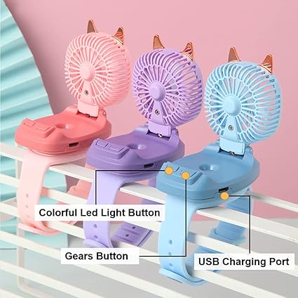 مروحة معصم محمولة باليد، شحن USB 7 مصابيح LED 3
