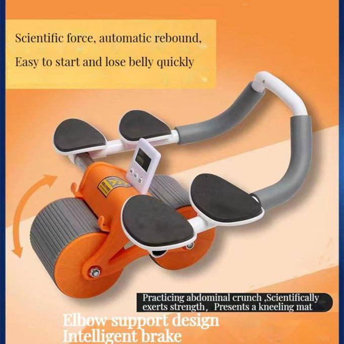 Double roue ventrale,Kit Roue Abdominale عجلة بطن مزدوجة، مجموعة عجلة بطن ارتدادية أوتوماتيكية