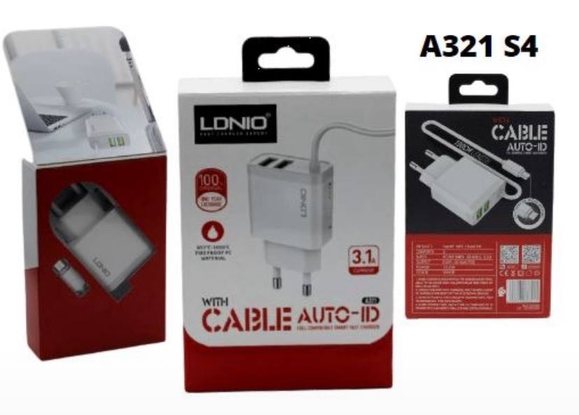 LDNIO Charger with Cable AUTO-ID 3.1A A321 S4
