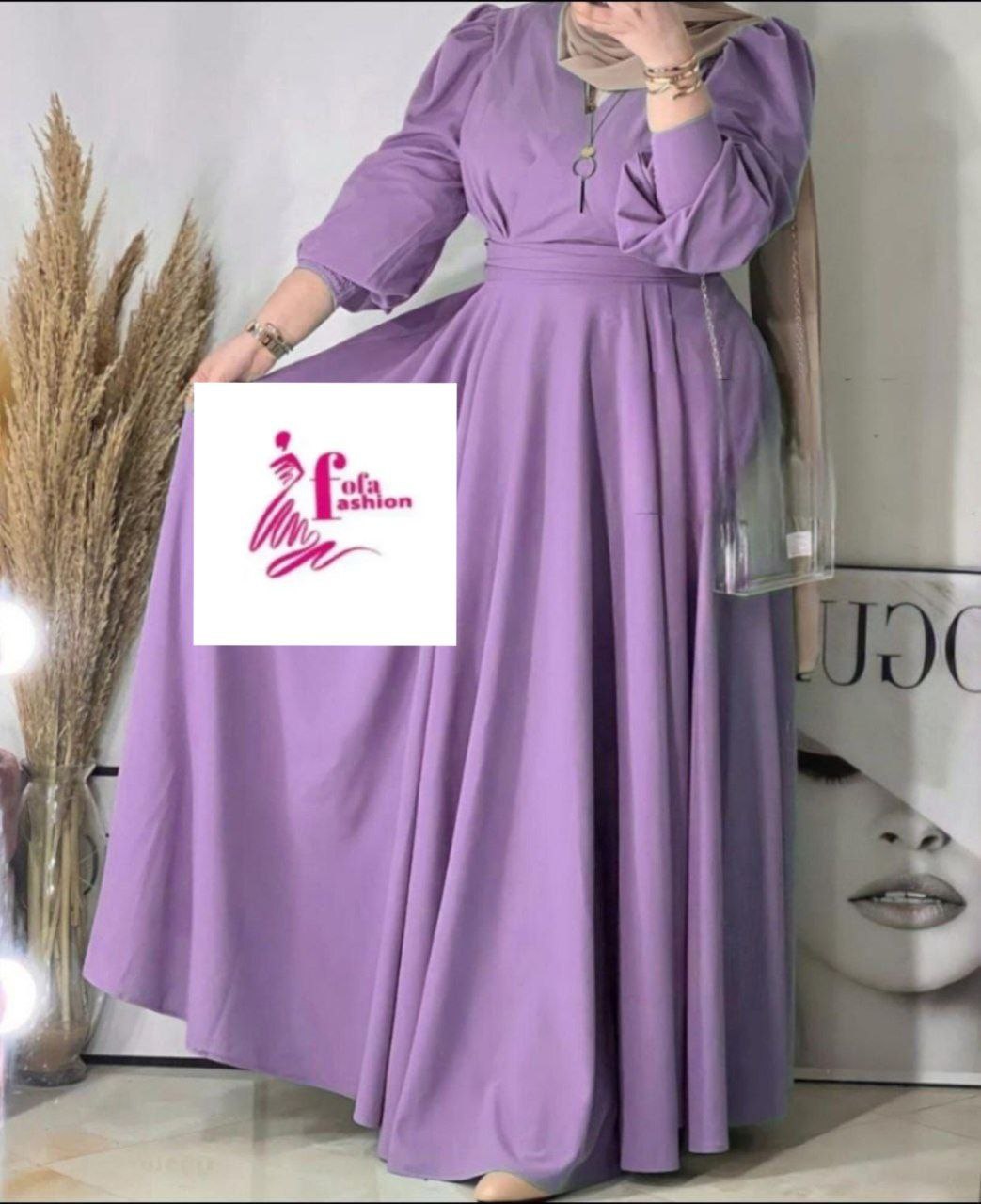 كما في الصورة الثوب كريب روزا كاليتي ممتازة