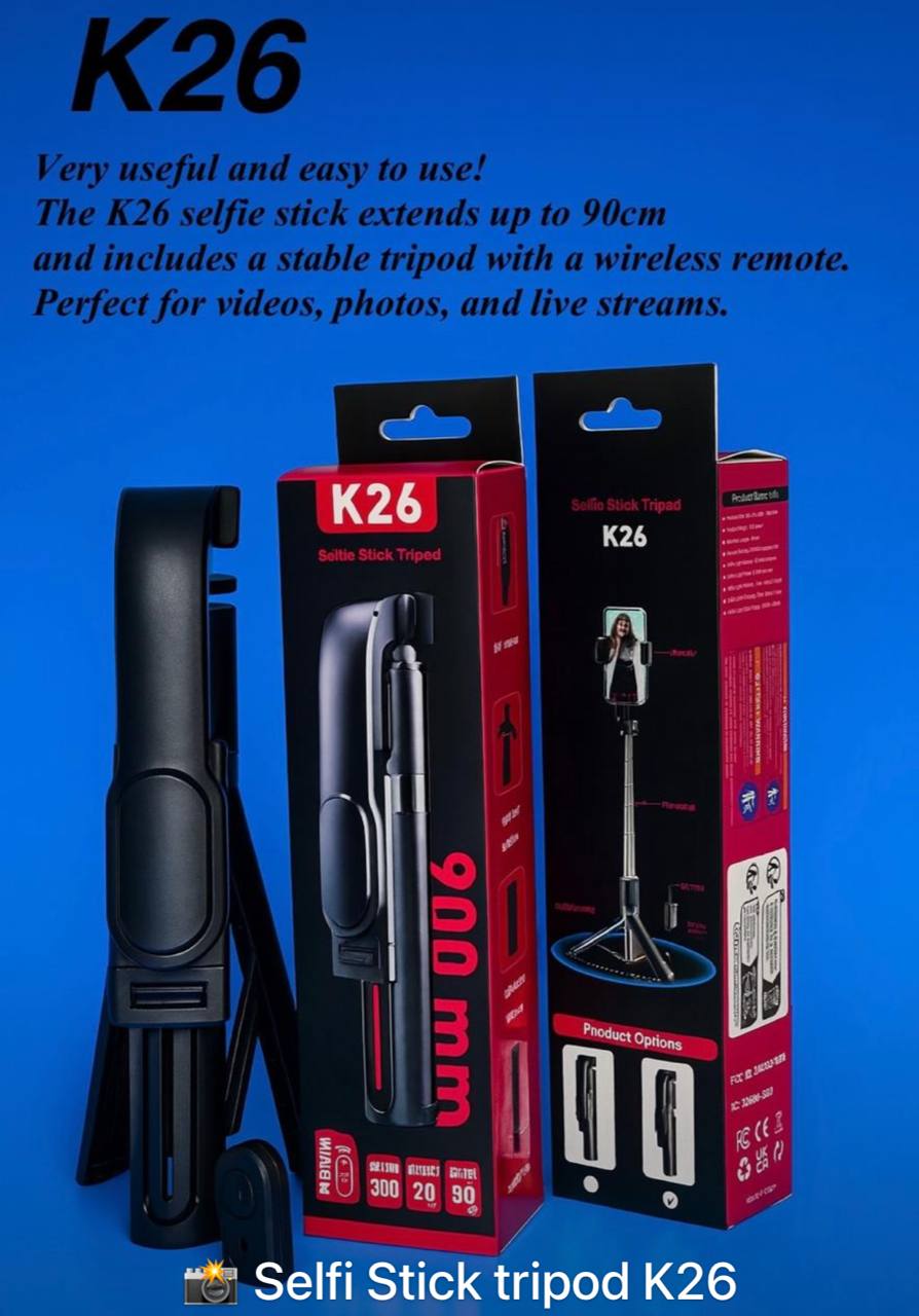 Selfi stick tripod K26 حامل ثلاثي لعصا السيلفي K26