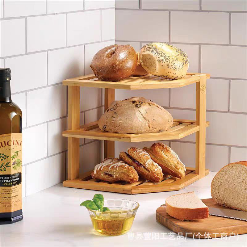 رف زاوية من الخيزران منظم أطباق من طبقتين للخزانة Étagère d'angle en bambou, organiseur d'assiettes à 2niveaux