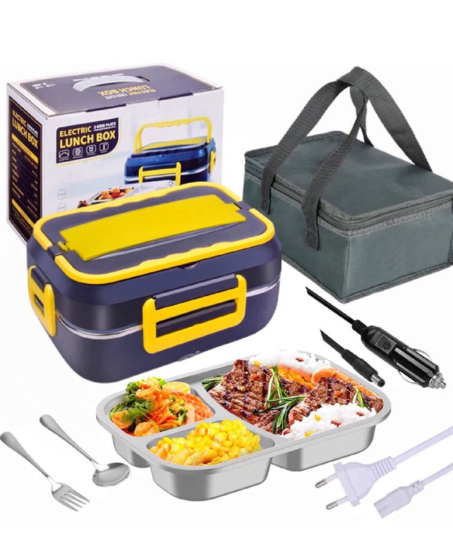Electric Lunch Box صندوق غداء كهربائي ساخن وملحقاته