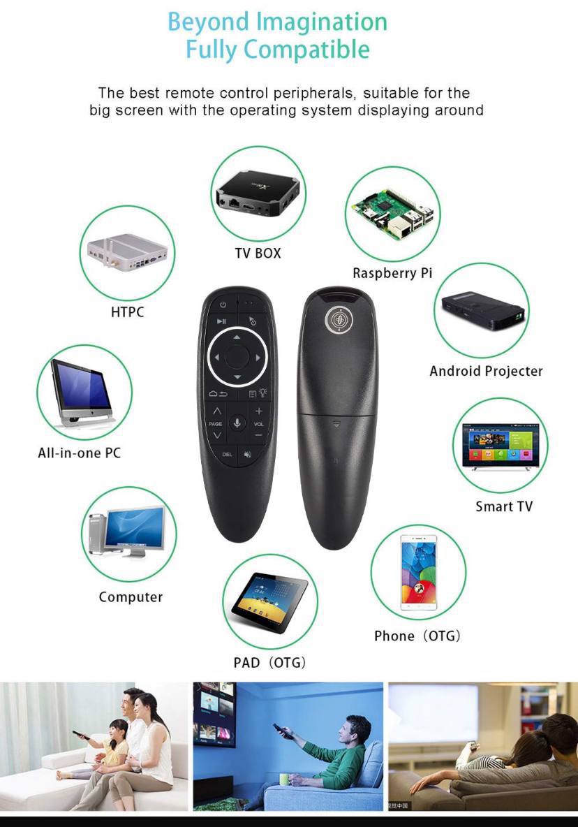 جهاز تحكم 4في1 ماوس هوائي تحكم صوتي Télécommande vocale G10S Pro BT Air Mouse 2.4G Gyroscope sans fil, apprentissage IR, pour X96 H96 T95 MAX X88 PRO, Android TV Box HK1