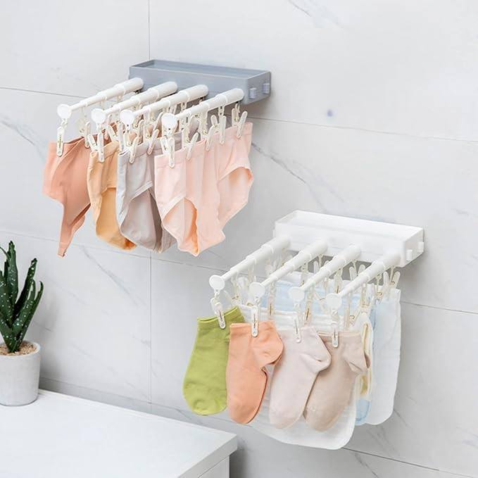 Porte-vêtements Mural Pour Sécher Les Chaussettes Et Les Sous-vêtements رفوف ملابس مثبت على الحائط لتجفيف الجوارب والملابس الداخلية