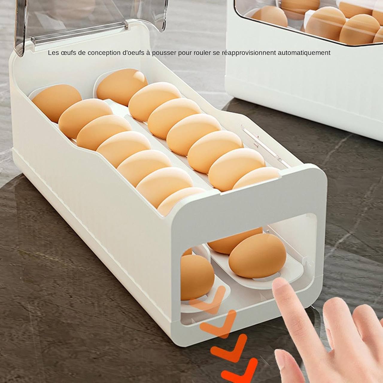 موزع بيض أوتوماتيكي مزدوج المستويات للثلاجة Distributeur d'œufs automatique à double niveau pour réfrigérateur