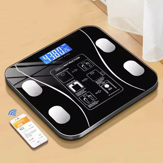 ميزان رقمي ذكي لقياس نسبة الدهون في الجسم ميزان الكتروني يعمل مع تطبيق Body Fat Scale balance impédancemètre connectée Balance Numérique Intelligente