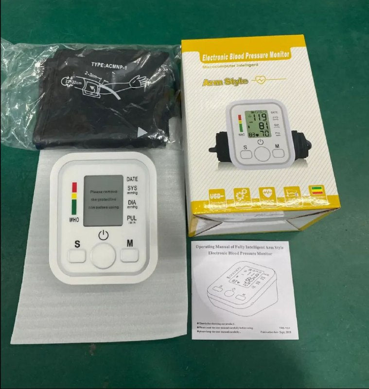 Tensio-mètre Moniteur de pression artérielle LCD fréquence جهاز قياس ضغط الدم LCD معدل قياس ضغط الدم