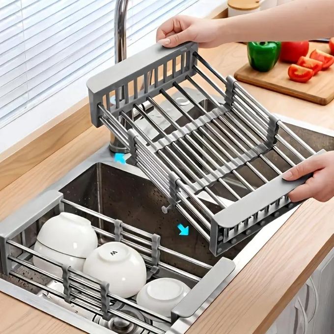 Égouttoir à vaisselle réglable en inox , égouttoir à fruits et légumes مصفاة أطباق قابلة للتعديل من الفولاذ المقاوم للصدأ، مصفاة فواكه وخضراوات