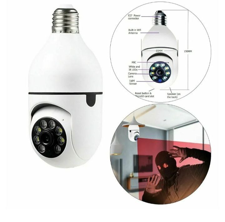 Caméra Ampoule Panoramique WiFi Sans Fil