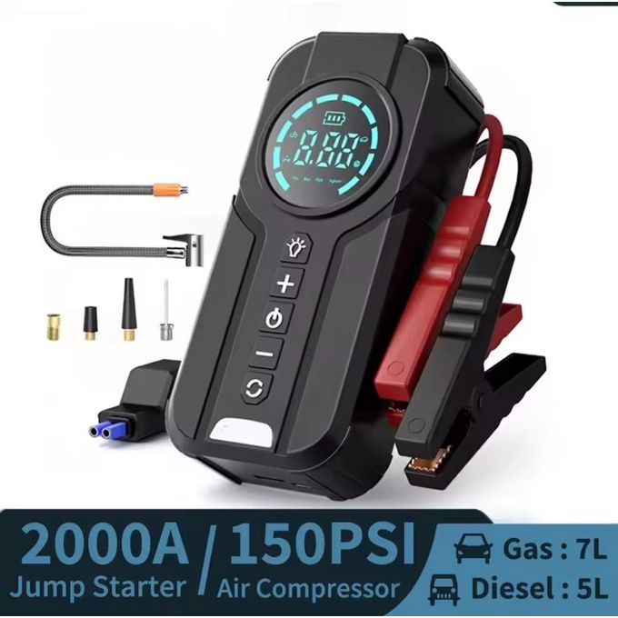 démarreur de batterie portable multifonction جهاز تشغيل بطارية محمول متعدد الوظائف مزود بضاغط هواء مدمج