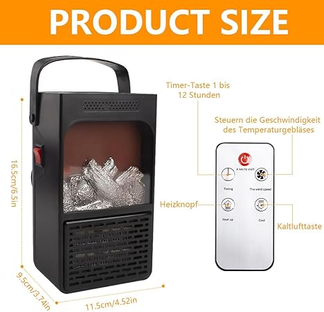 سخان جداري محمول بتصميم لهب Chauffage mural portable avec motif flamme