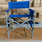Chaise De Jardin Pliable Bleu Et Métal Gris Acini كرسي مخرج خارجي  مع حامل للكوب وجيب جانبي للظهر