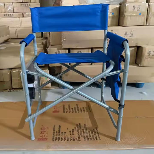 Chaise De Jardin Pliable Bleu Et Métal Gris Acini كرسي مخرج خارجي  مع حامل للكوب وجيب جانبي للظهر