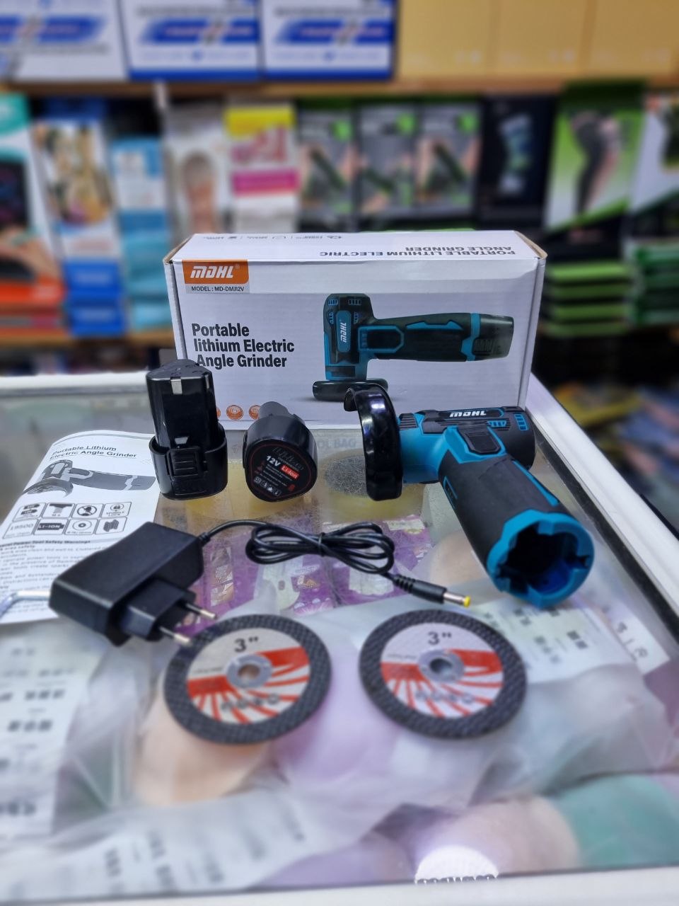 آلة صنفرة وقطع لاسلكية احترافية ببطاريتين MAHL Portable Lithium Electric Angle Grinder 2 Batteries