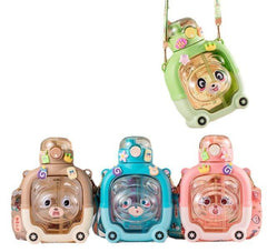 زجاجة مياه محمولة على شكل دب Cute Designer Teddy Water Bottle Bouteille d'eau portable en forme d'ourson avec paille