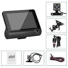 Video Car DVR كاميرا تسجيل قيادة ثلاثية العدسات 1080P للرؤية الليلية 1080P مع مستشعر تسارع ومساعدة في ركن السيارة و170 درجة