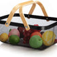 Panier à fruits en métal noir avec des poignées en bois سلة فاكهة معدنية سوداء بمقابض خشبية