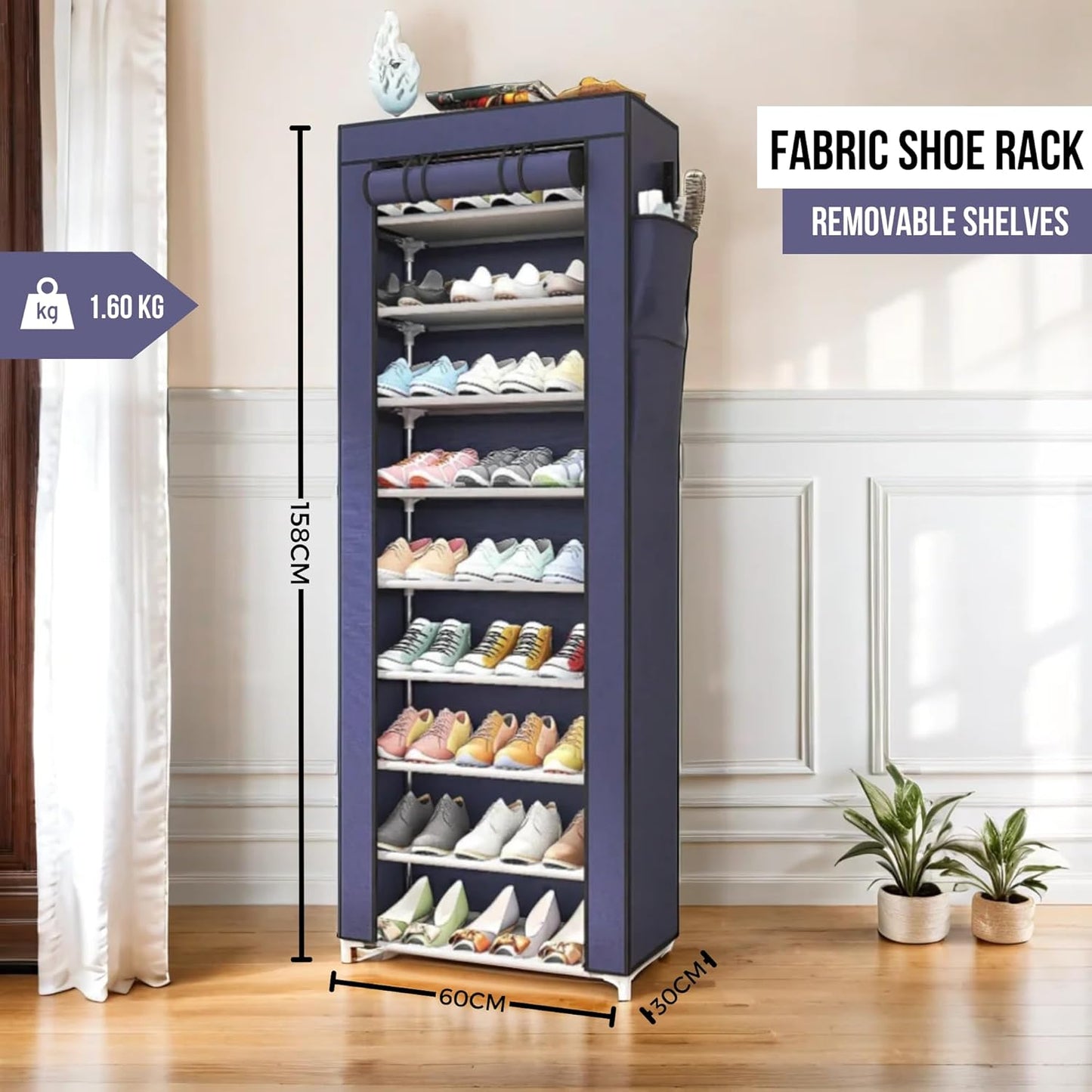 Étagère chaussures tissu rangement pratique رف أحذية قماشي للتخزين العملي