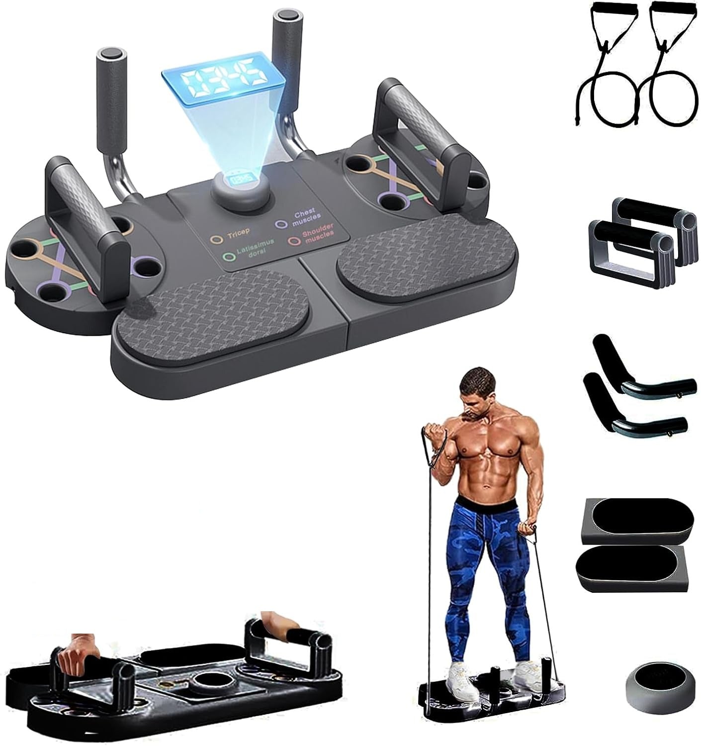 لوح تمارين متعدد الاستخدام Planche de pompes portable multifonctionnelle pour hommes et femmes