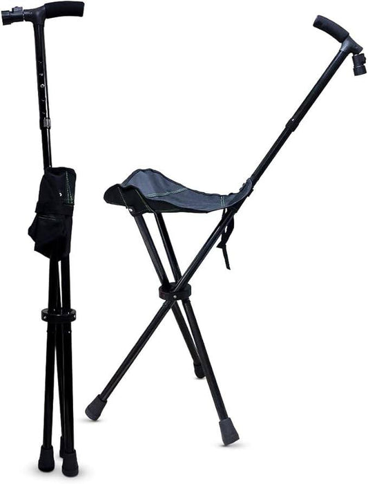 Canne Siège Pliable à Trois Pieds مقعد عصا المشي ثلاثي الأرجل القابل للطي الدعم والراحة لكبار السن