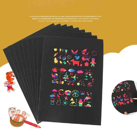 مجموعة بطاقات ورقية ملونة بألوان قوس Kit d'art à gratter arc-en-ciel