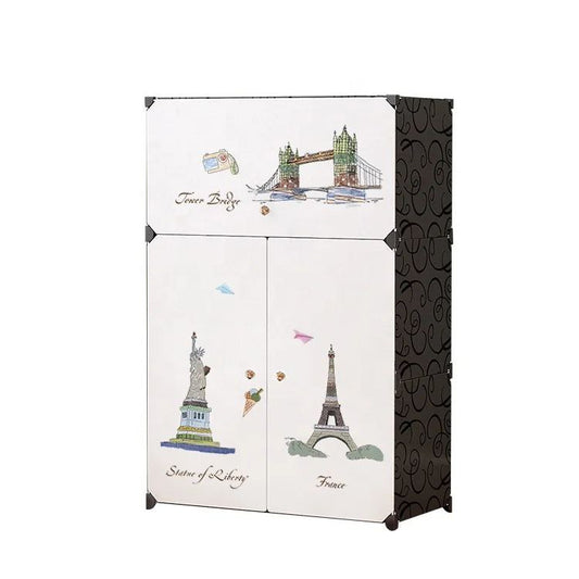 3D Decorated Triple Door Shoe Storage  JL 04