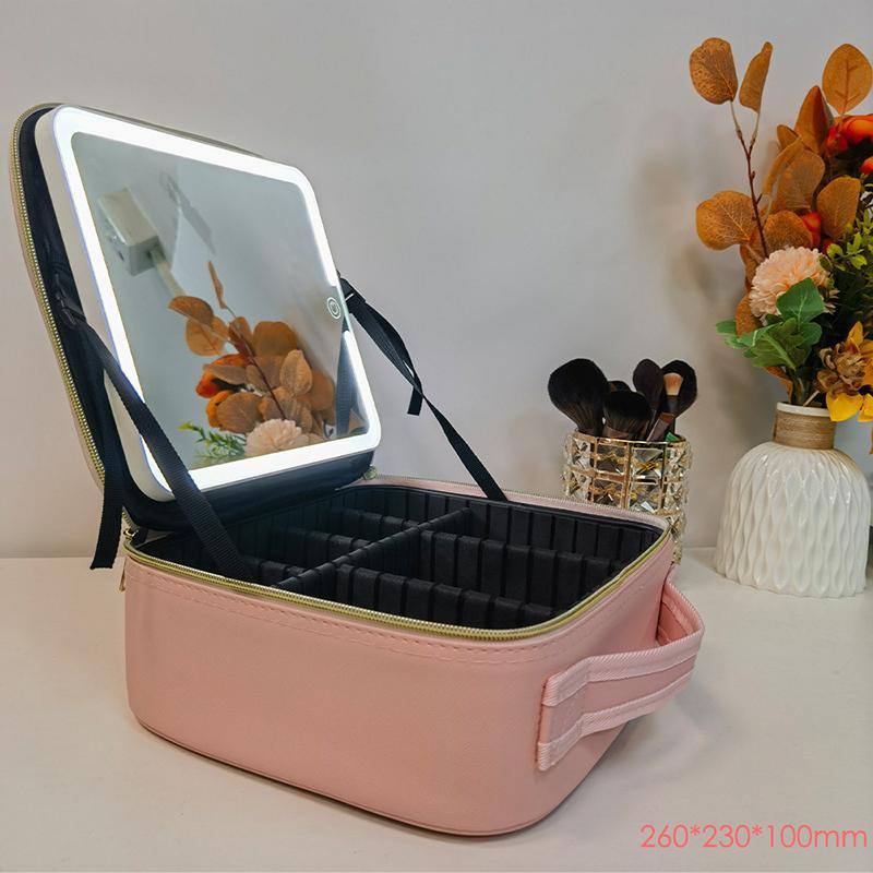 حقيبة مكياج احترافية مزودة بمرآة LED منظم مستحضرات التجميل Trousse de Maquillage Professionnelle avec Miroir LED