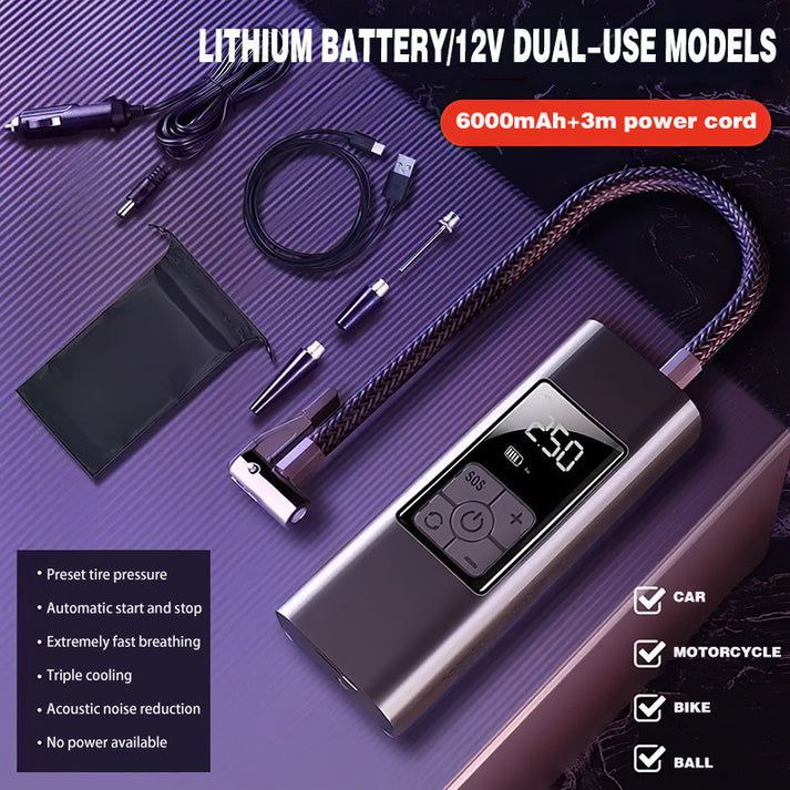 Smart Portable Air Compressor 10 Bar منفاخ هواء ذكي محمول للسيارات والدراجات