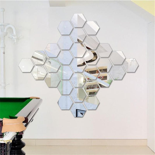 Miroirs autocollants en acrylique argenté 6PCS