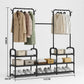 رف ملابس مزدوج قائم بذاته مع أرفف Multi Functional Coat Rack Portant à Vêtements Sur Pied Double et Étagères