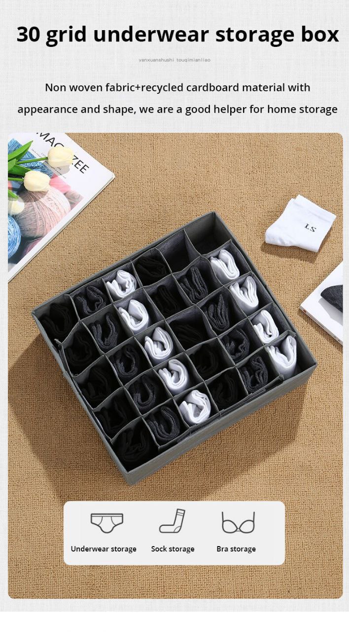 pack de 4 Boîtes de rangement pour sous-vêtement, pliable