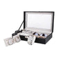 صندوق جلدي للساعات والنظارات، ومنظم نظارات بغطاء زجاجي Coffret en cuir pour montres et lunettes