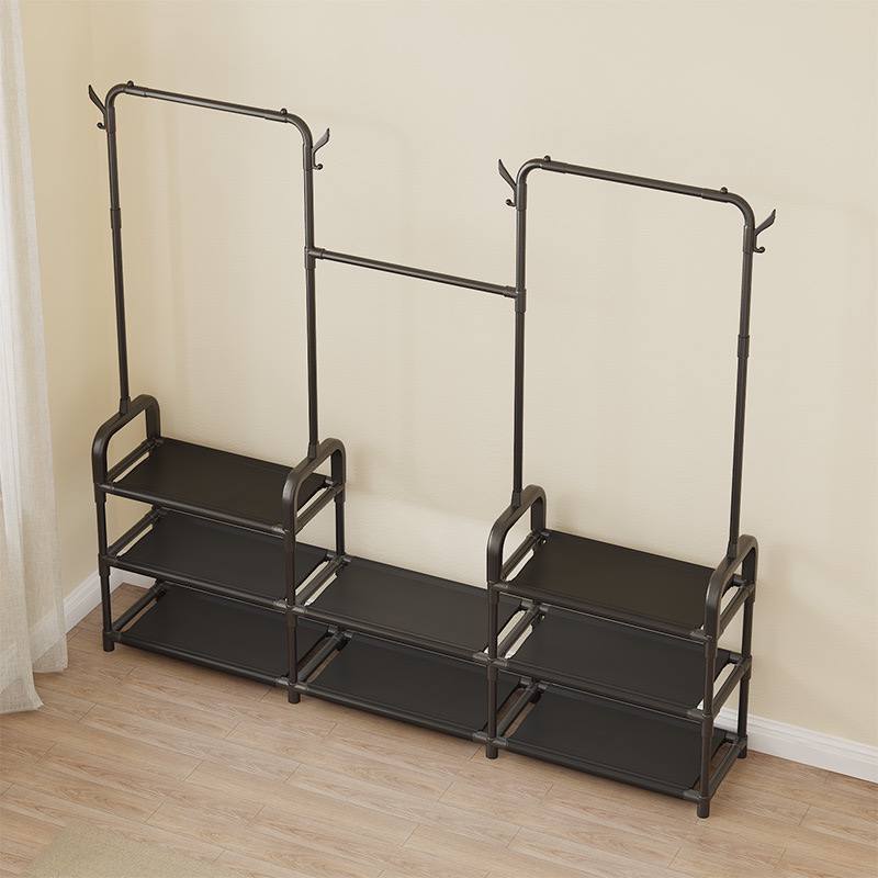 رف ملابس مزدوج قائم بذاته مع أرفف Multi Functional Coat Rack Portant à Vêtements Sur Pied Double et Étagères