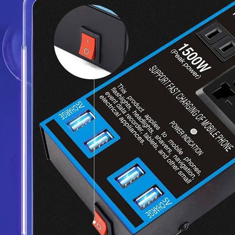 Onduleur universel pour voiture 12V24V à 220V prises 1500W محول كهربائي متعدد الاستخدامات للسيارات