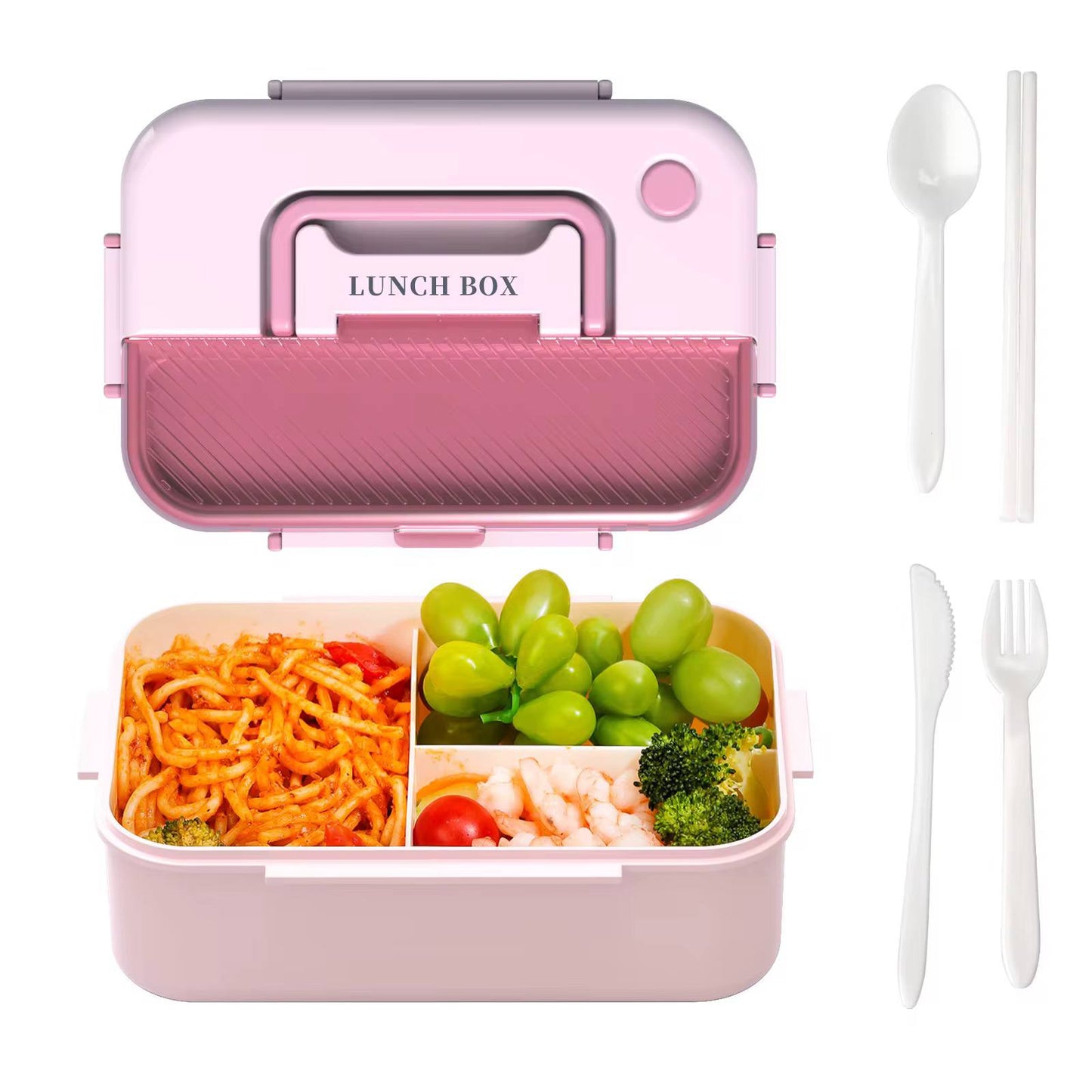 علبة غداء للأطفال، مزودة بأقسام وشوكة، سعة 900 مل Boîte à lunch pour enfants avec compartiments et fourchette