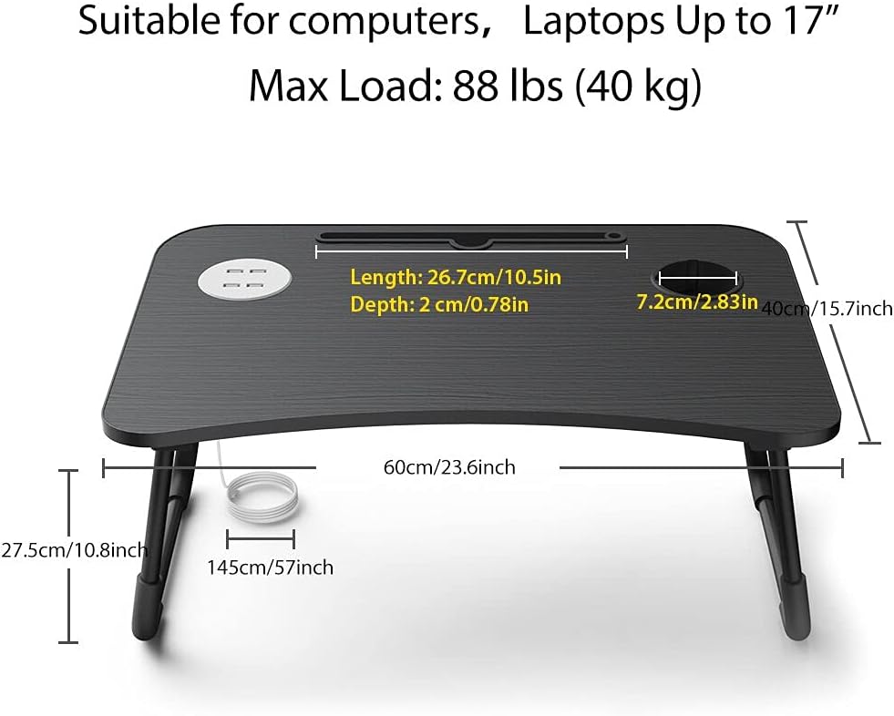 طاولة كمبيوتر محمول للسرير، قابلة للطي محمولة Bureau d'ordinateur portable pour lit