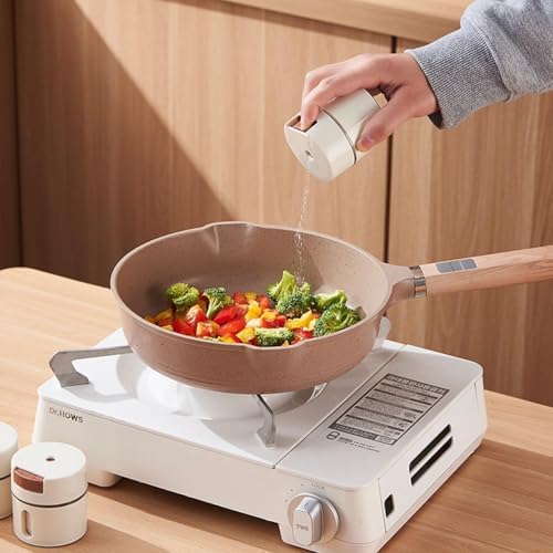 رف توابل مغناطيسي يُثبت على الحائط مع برطمانات بزر ضغط Étagère à épices magnétique murale avec pots à bouton-poussoir