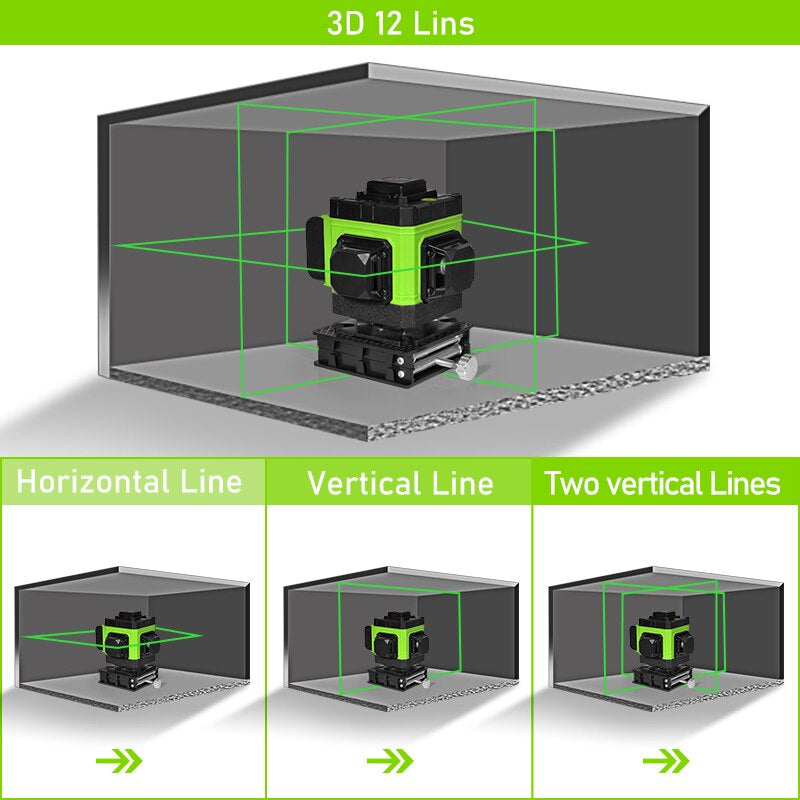 Niveau laser Weytoll 4D 16 lignes أداة تسوية متعددة الوظائف تعمل ببطارية ليثيوم قابلة لإعادة الشحن عبر منفذ USB، مزودة بمستوى ليزر بزاوية 3 درجات